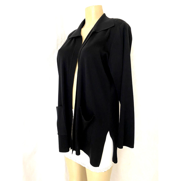 Exclusively Misook Black Jacket Cardigan Sweater Long Sleeve Knit Pocket… - Picture 2 of 4